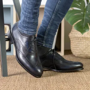 Men's Full Brogue Leather Shoes Wide Plus Size 5952