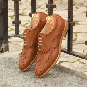 Men's Full Brogue Leather Shoes Wide Plus Size Brown 2640