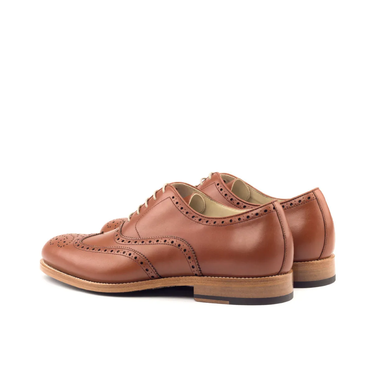 Men's Full Brogue Leather Shoes Wide Plus Size Brown 2640
