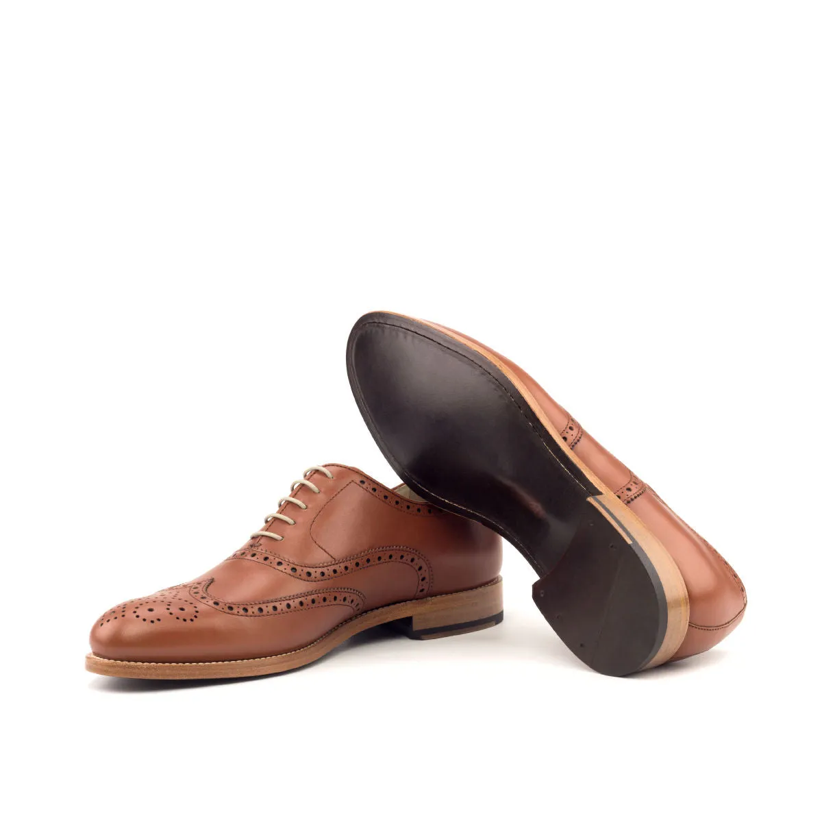 Men's Full Brogue Leather Shoes Wide Plus Size Brown 2640