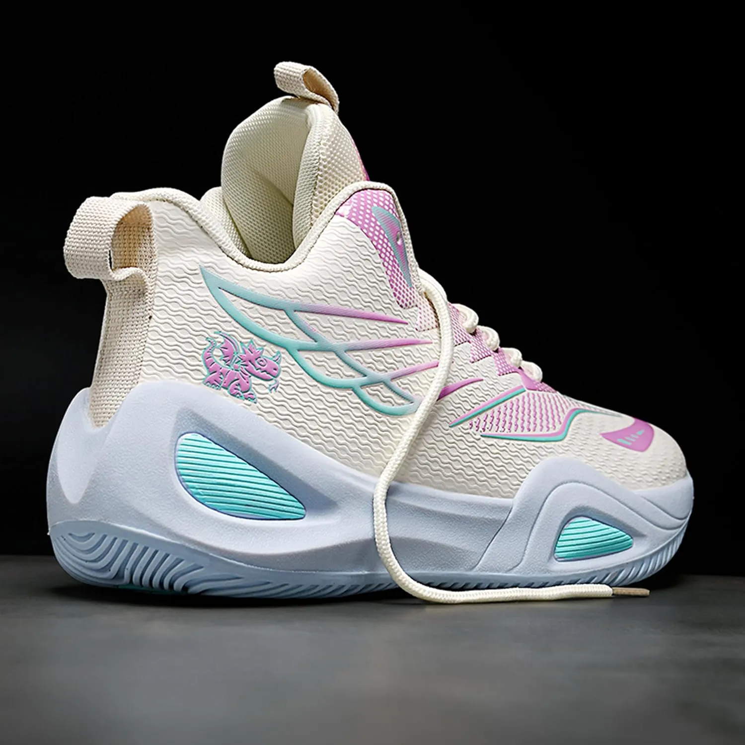Men's High-Top Basketball ShoesWear-Resistant and Anti-Slip Soles Running Shoes Graffiti Design Fashionable Sports Shoes