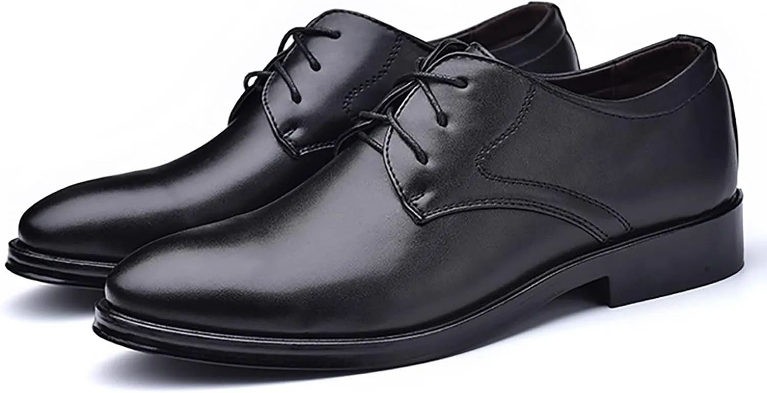 Mens Leather Boots Supple Casual Business Formal Shoes for Men with Comfort Low Heel Lace up Matte Leather Shoes Fashionable Dress Shoe for Men Durable Waterproof Footwear