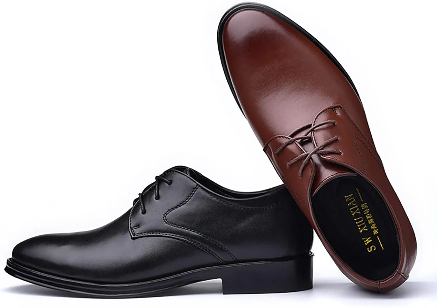 Mens Leather Boots Supple Casual Business Formal Shoes for Men with Comfort Low Heel Lace up Matte Leather Shoes Fashionable Dress Shoe for Men Durable Waterproof Footwear