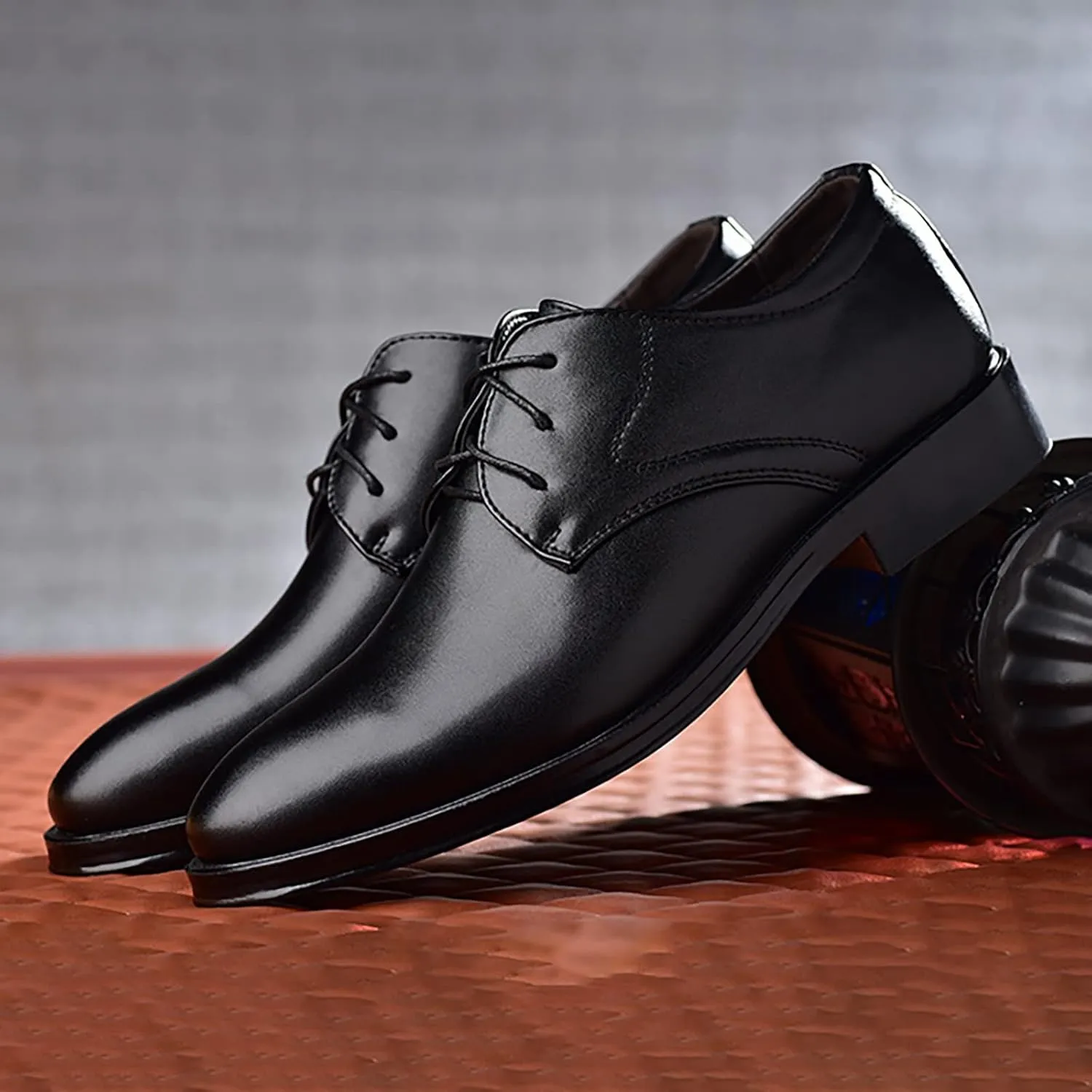 Mens Leather Boots Supple Casual Business Formal Shoes for Men with Comfort Low Heel Lace up Matte Leather Shoes Fashionable Dress Shoe for Men Durable Waterproof Footwear