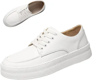 Men's Leather Fashion Dress Sneakers,Comfort Breathable Low-top Lace-up Rubber Cup Sole Business Casual Oxford Shoes