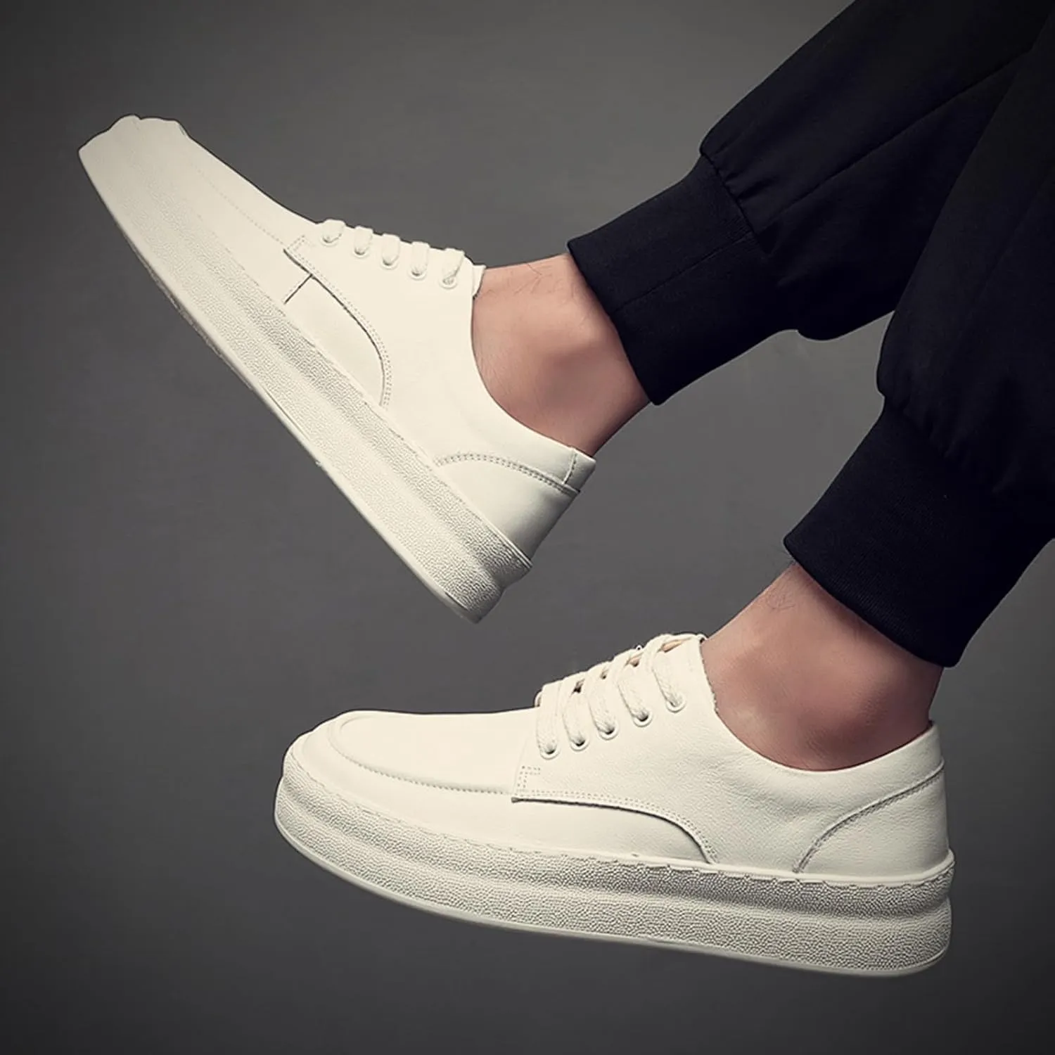 Men's Leather Fashion Dress Sneakers,Comfort Breathable Low-top Lace-up Rubber Cup Sole Business Casual Oxford Shoes