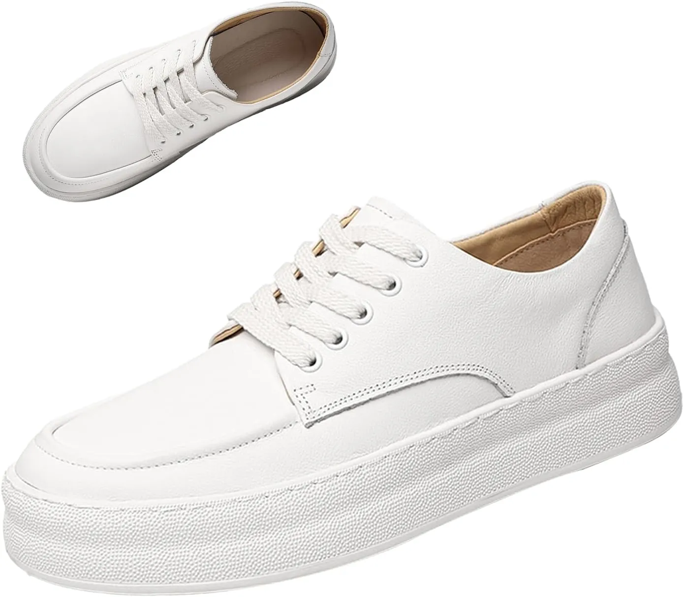 Men's Leather Fashion Dress Sneakers,Comfort Breathable Low-top Lace-up Rubber Cup Sole Business Casual Oxford Shoes