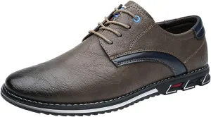 Mens Leather Sneakers Non Slip Flat Business Shoes Lined Derby for Men Matte Leather Shoes with Supple and Durable Upper Waterproof Business Formal Boots with Cushion Sole