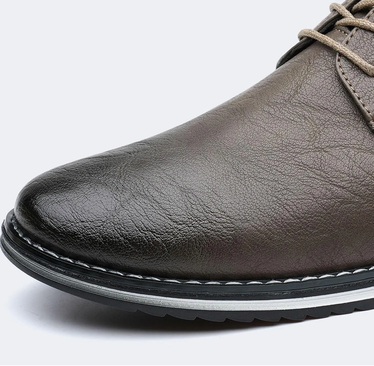 Mens Leather Sneakers Non Slip Flat Business Shoes Lined Derby for Men Matte Leather Shoes with Supple and Durable Upper Waterproof Business Formal Boots with Cushion Sole
