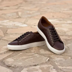 Men's Leather Trainers Wide Plus Size Brown 3188
