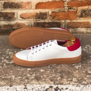 Men's Leather Trainers Wide Plus Size Red 3795