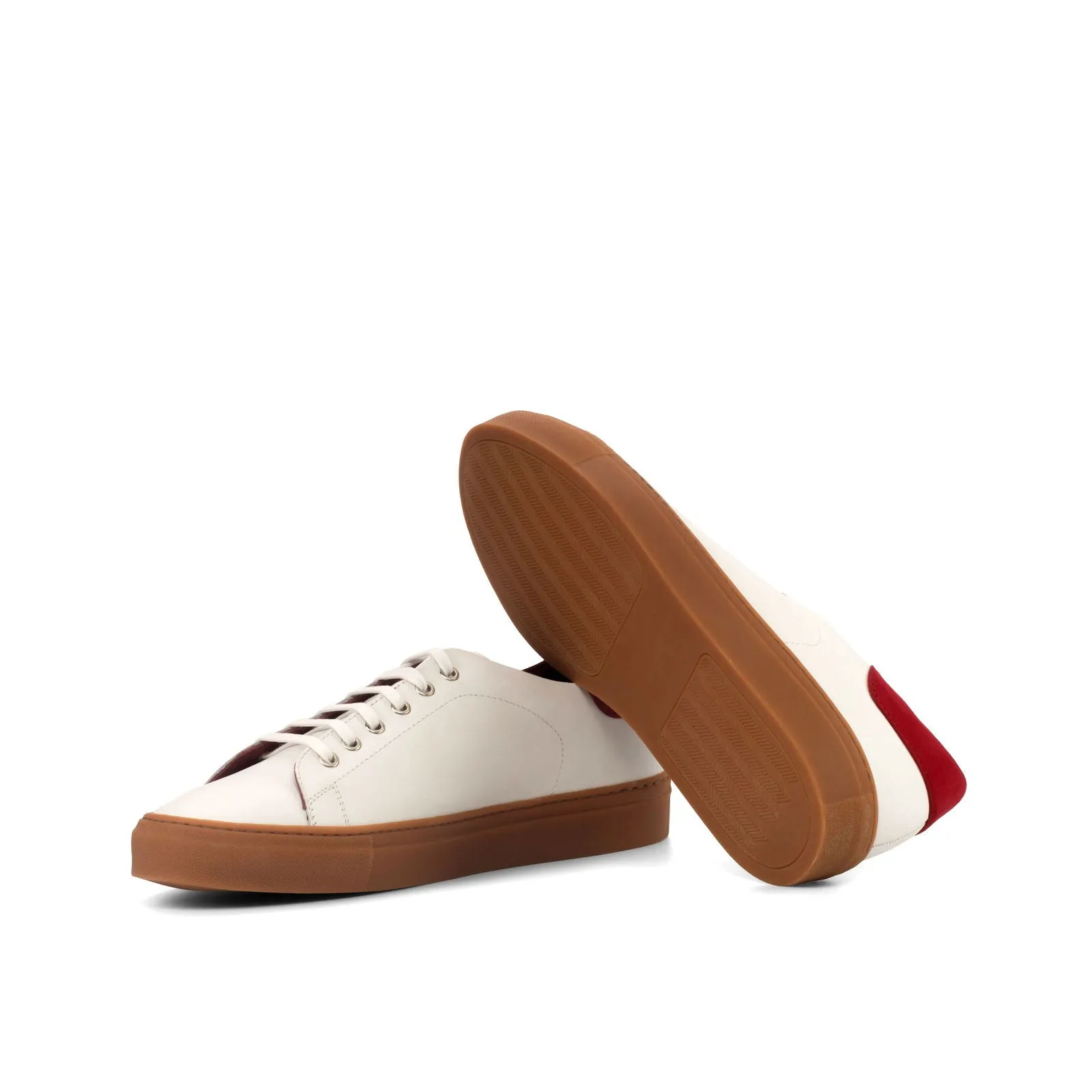 Men's Leather Trainers Wide Plus Size Red 3795