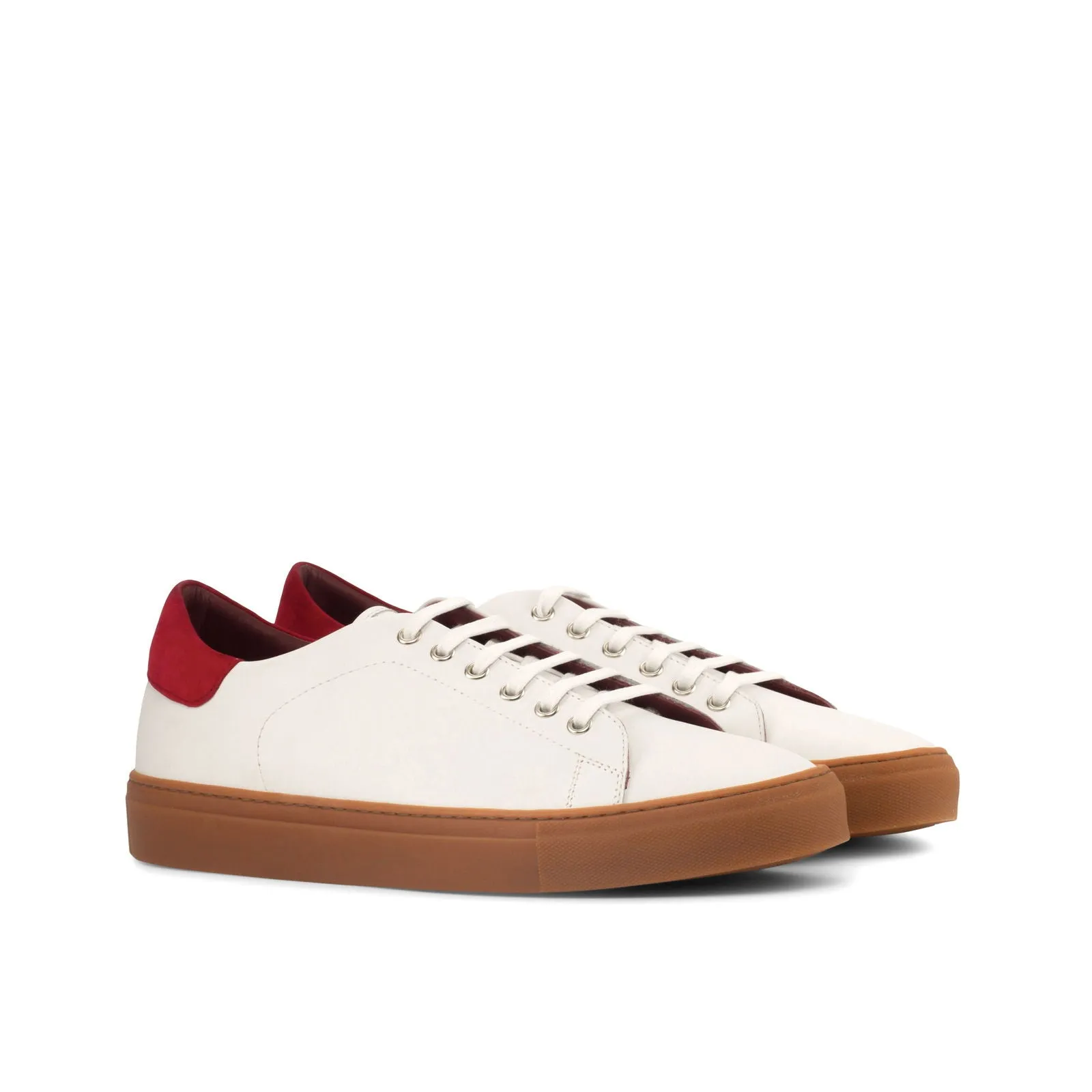Men's Leather Trainers Wide Plus Size Red 3795