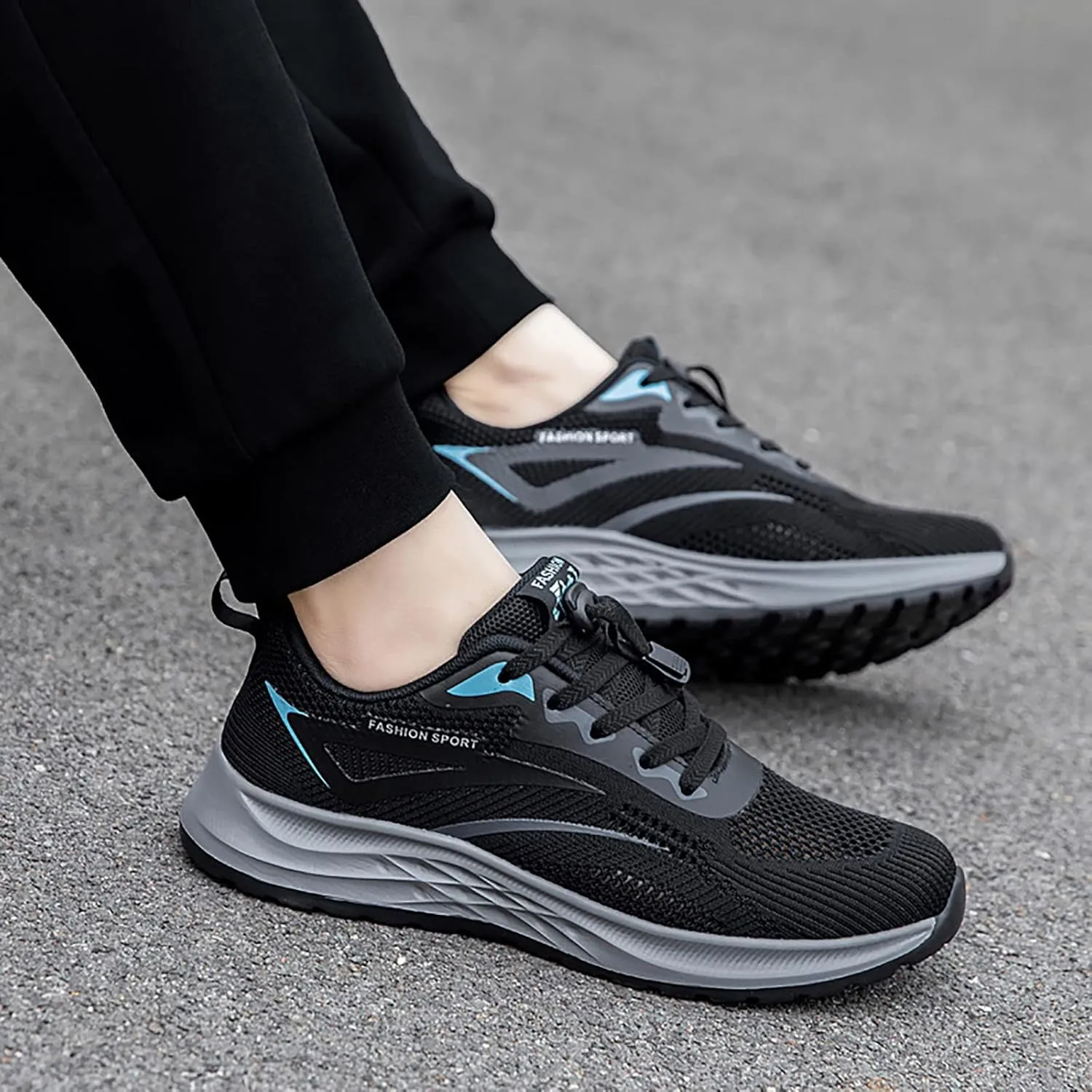 Men's Lightweight Cushion Sneakers Comfortable Breathable Stretch Canvas Slip On Sneaker Non Slip Walking Shoes
