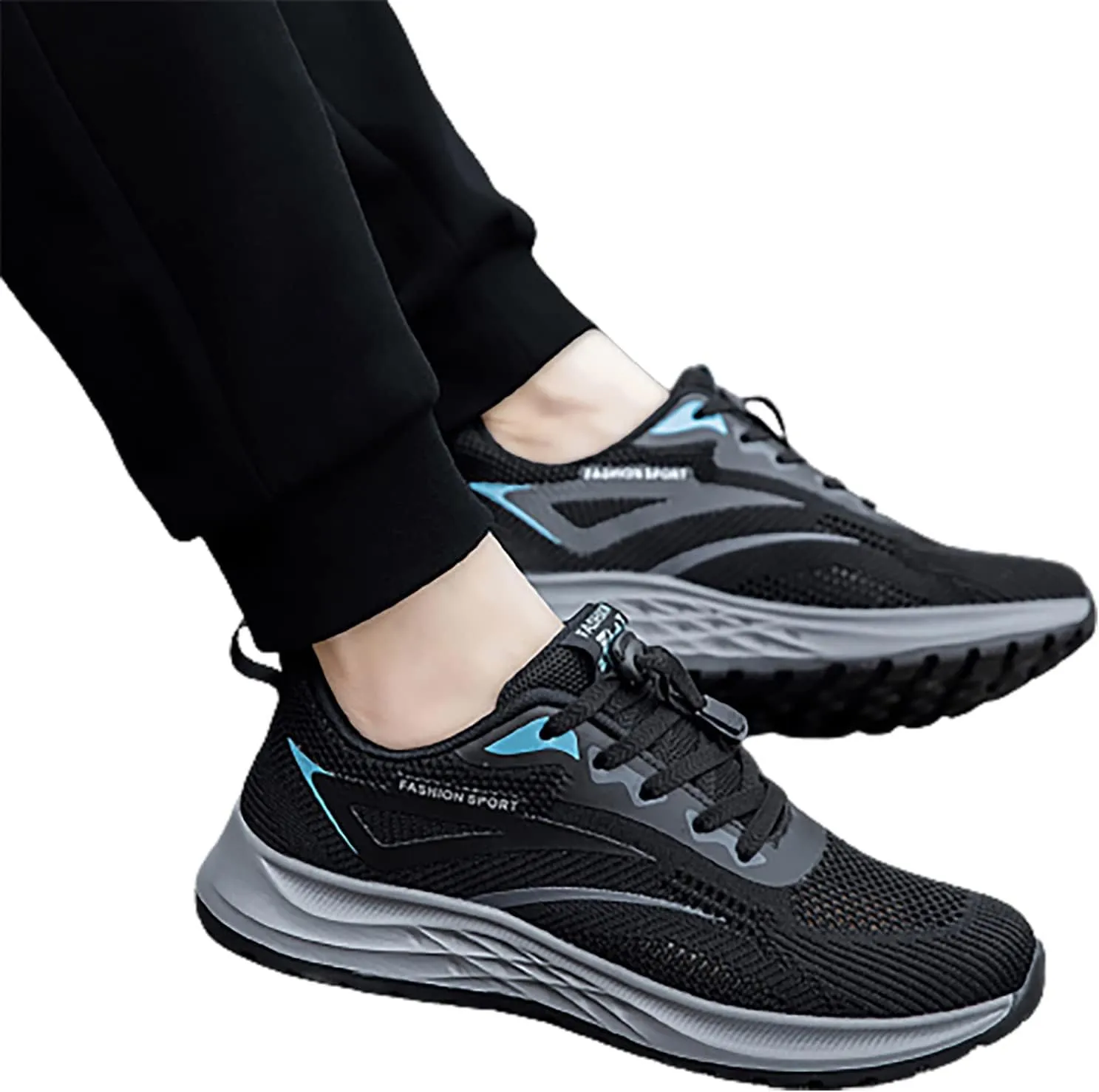 Men's Lightweight Cushion Sneakers Comfortable Breathable Stretch Canvas Slip On Sneaker Non Slip Walking Shoes