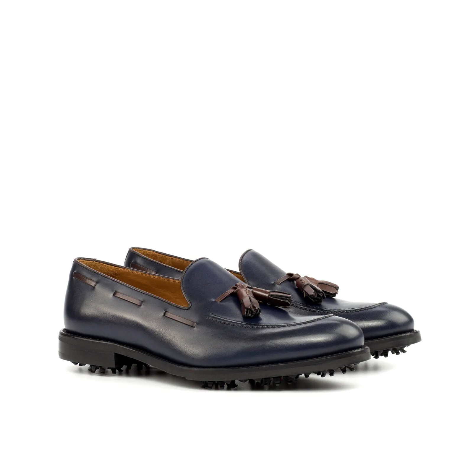 Men's Loafer Golf Leather Shoes Wide Plus Size Blue Dark Brown 4391
