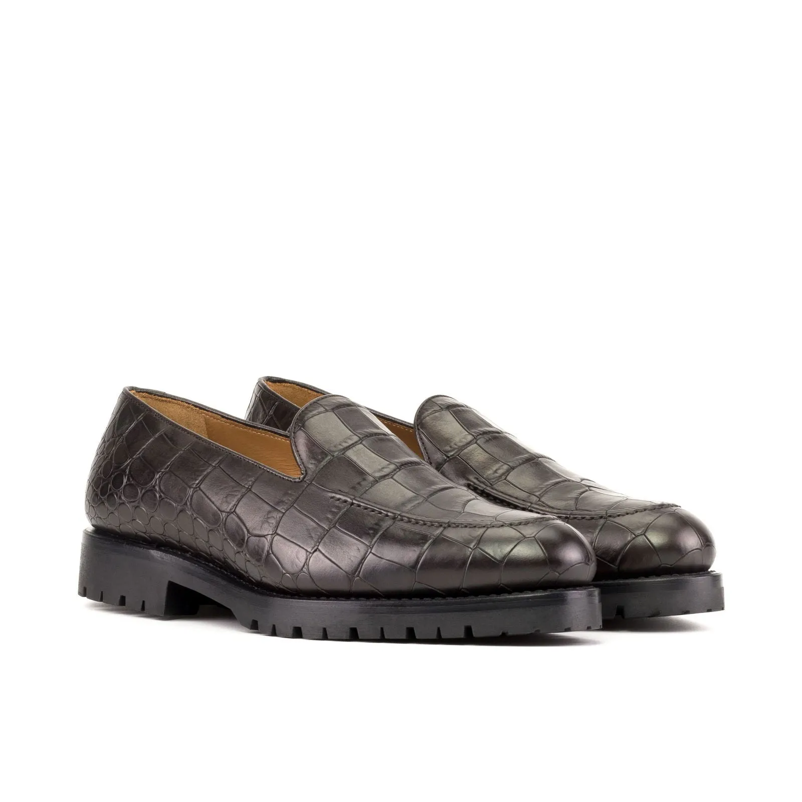 Men's Loafer Leather Shoes Goodyear Welt Wide Plus Size Brown Dark Brown 5677
