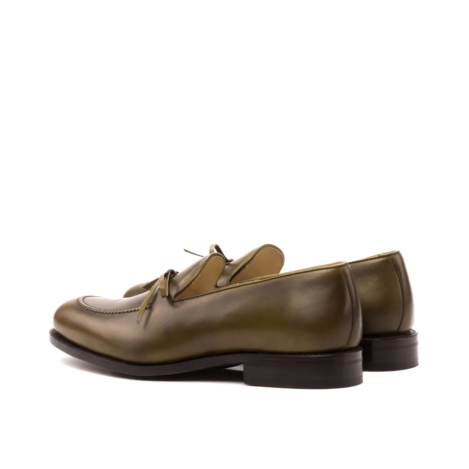 Men's Loafer Leather Shoes Goodyear Welt Wide Plus Size Green 3534