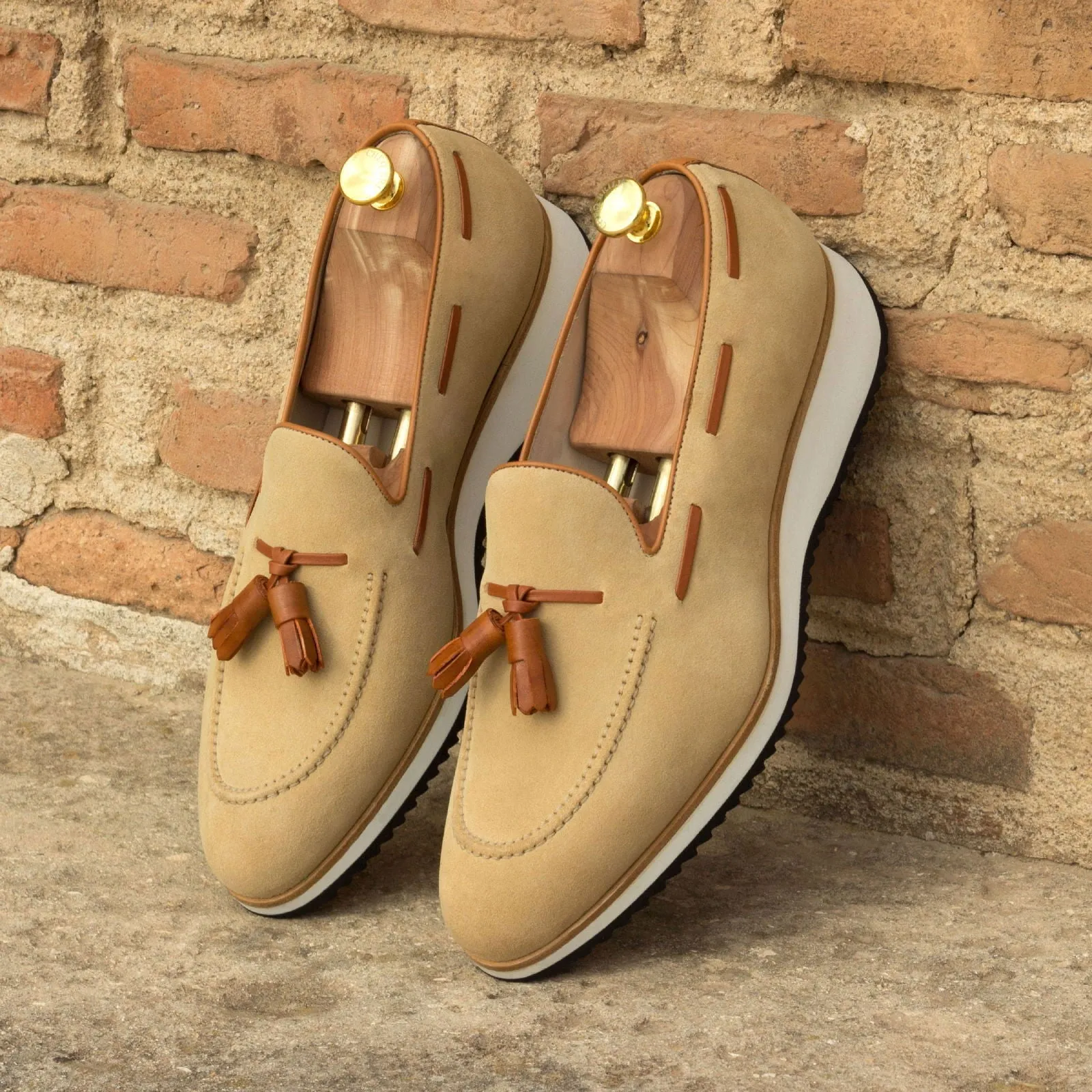 Men's Loafer Leather Shoes Wide Plus Size Brown 2737