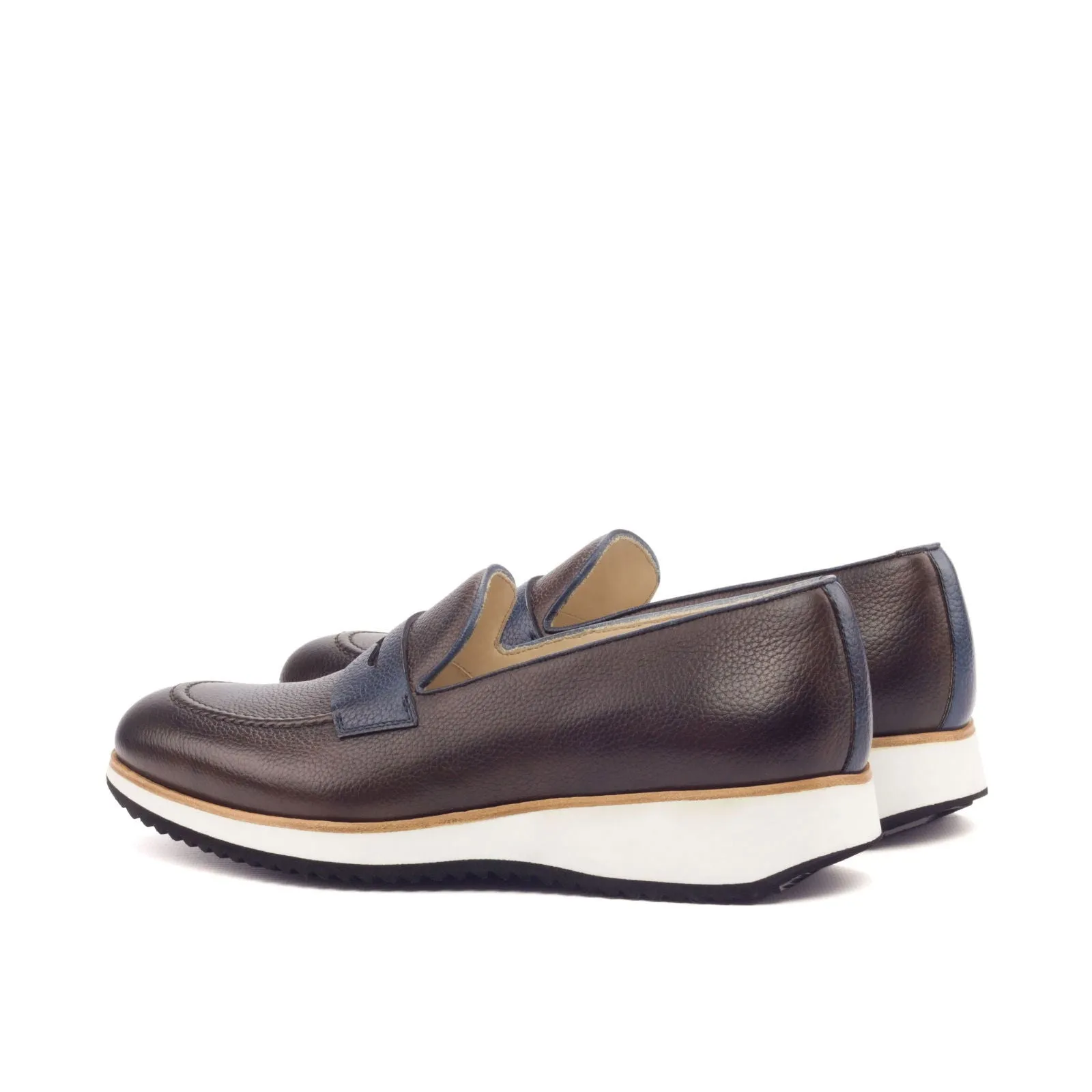 Men's Loafer Leather Shoes Wide Plus Size Dark Brown Blue 3096