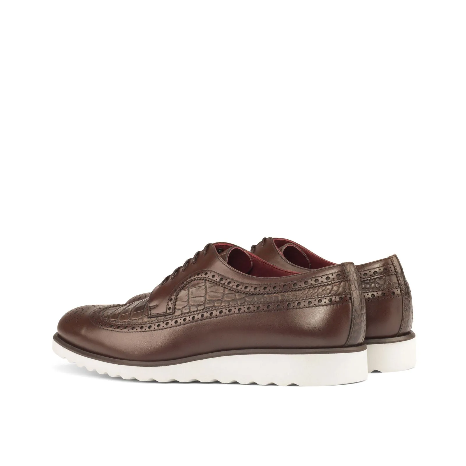 Men's Longwing Blucher Leather Shoes Wide Plus Size Brown Dark Brown 3743