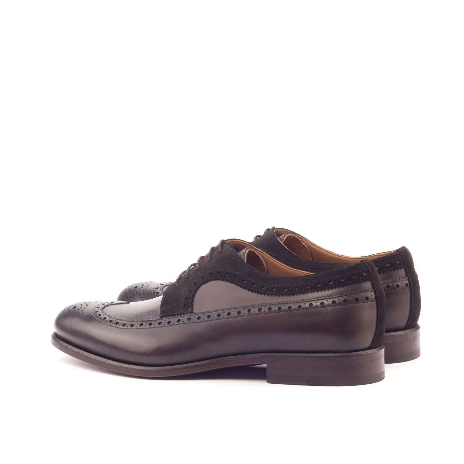 Men's Longwing Blucher Leather Shoes Wide Plus Size Dark Brown 3131