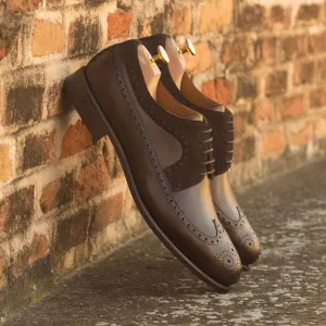 Men's Longwing Blucher Leather Shoes Wide Plus Size Dark Brown 3131