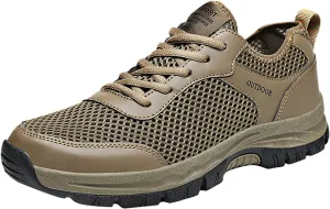 Mens Outdoor Shoes Summer with Ultra Breathable Mesh,Arch Support Cushion Running Shoes for Men,Quick-Dry Thick Sole Non-Slip Sneakers Casual Black Fitness Shoe Men with Durable Sole