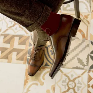 Men's Oxford Leather Shoes Goodyear Welt Wide Plus Size Brown 5260