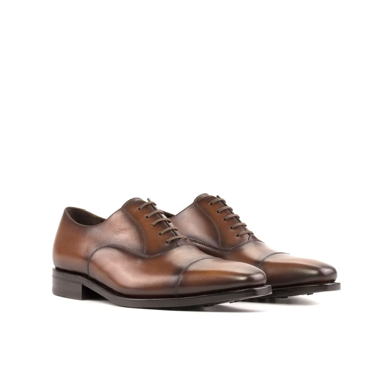 Men's Oxford Leather Shoes Goodyear Welt Wide Plus Size Brown 5260