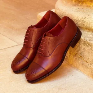Men's Oxford Leather Shoes Goodyear Welt Wide Plus Size Burgundy 3575