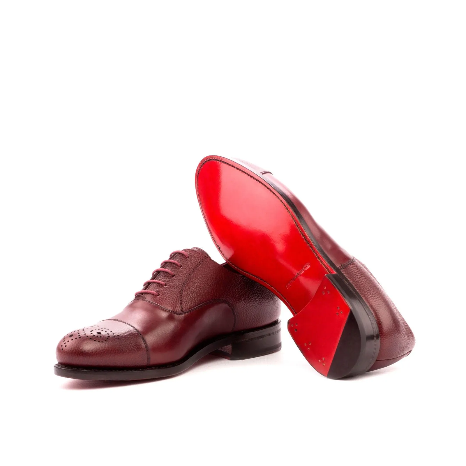 Men's Oxford Leather Shoes Goodyear Welt Wide Plus Size Burgundy 3575