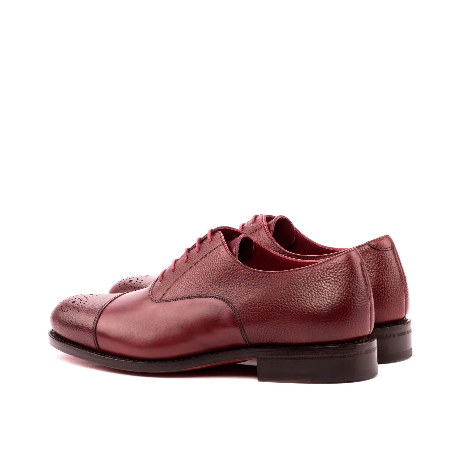 Men's Oxford Leather Shoes Goodyear Welt Wide Plus Size Burgundy 3575