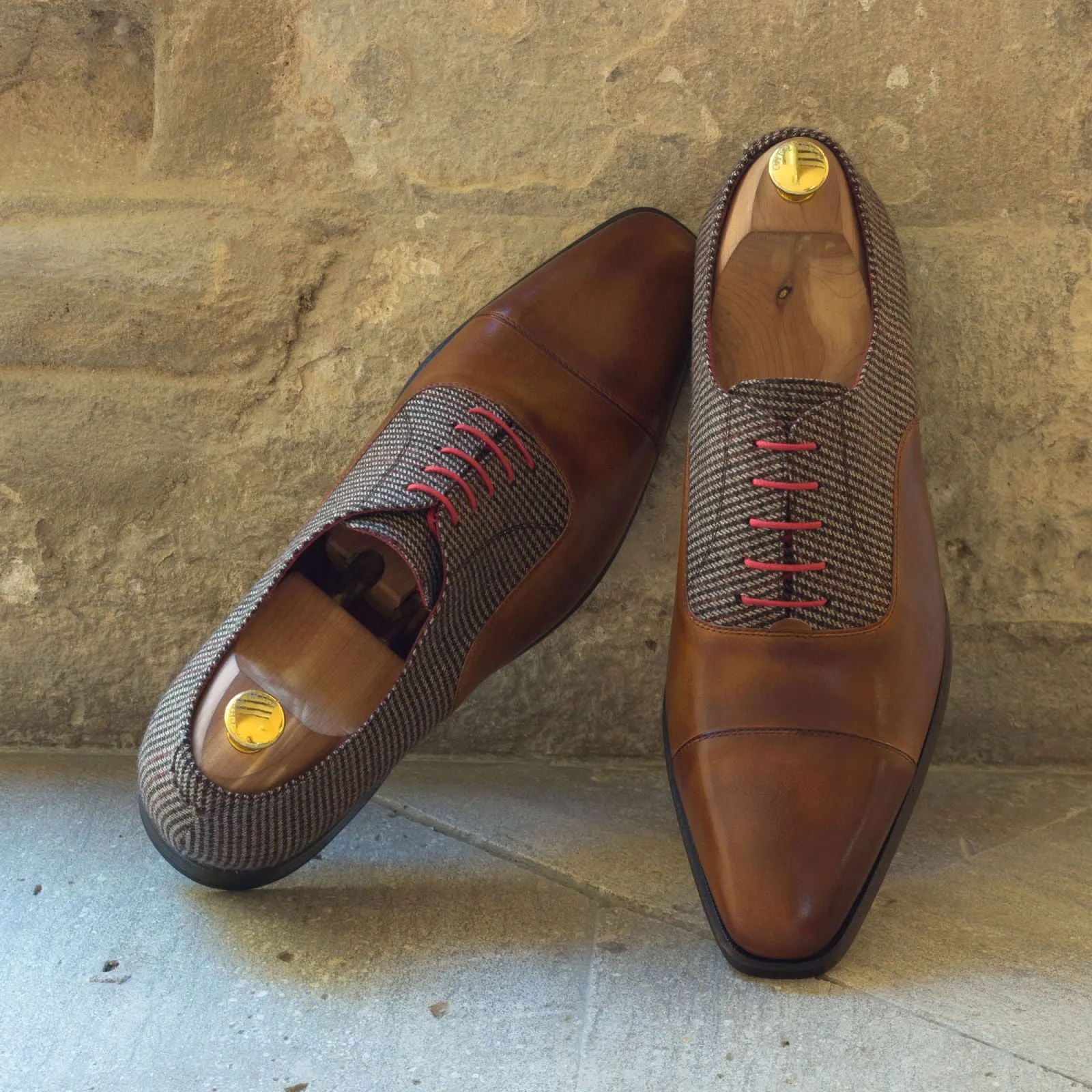 Men's Oxford Leather Shoes Wide Plus Size Brown 2940
