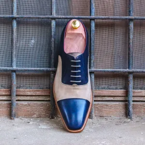 Men's Oxford Leather Shoes Wide Plus Size Brown Blue 1560