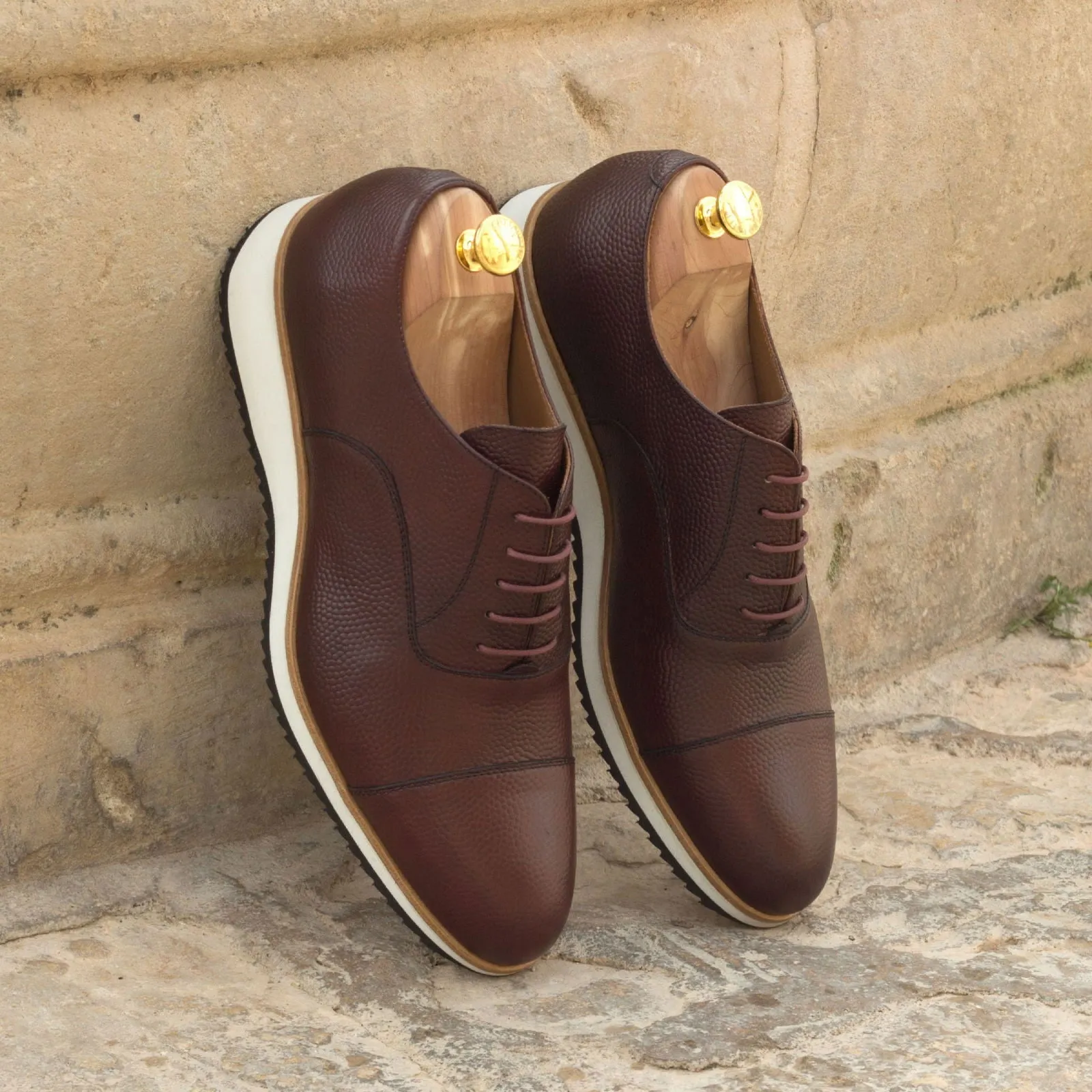 Men's Oxford Leather Shoes Wide Plus Size Burgundy 2665