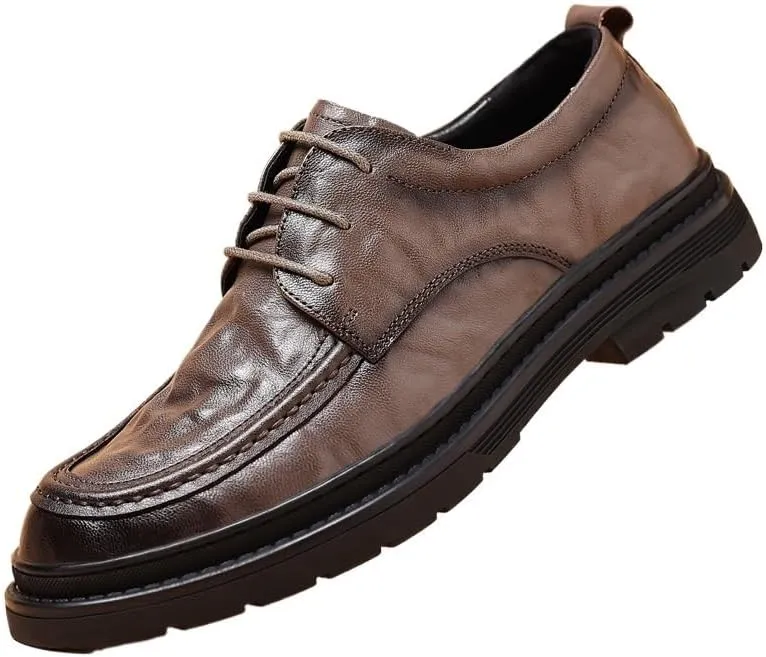 Men's Platform Dress Shoes Vintage Leather Brogue Wingtip Oxfords Derby Shoes