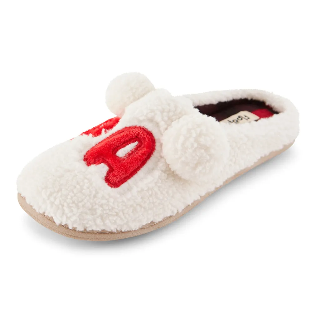 Mens "Papa" Fuzzy Faux Sherpa Clog Slipper w/ Buffalo plaid lining