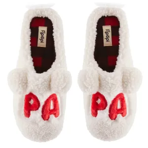 Mens "Papa" Fuzzy Faux Sherpa Clog Slipper w/ Buffalo plaid lining