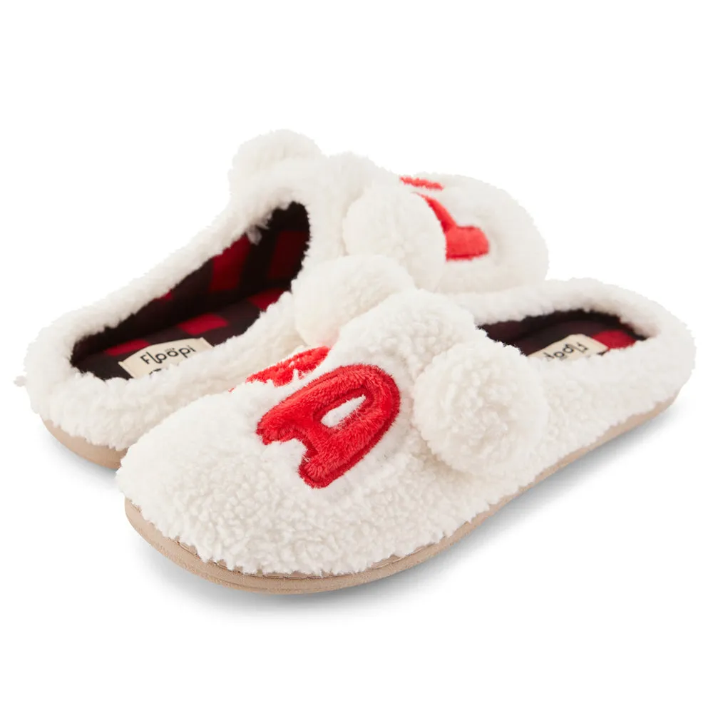 Mens "Papa" Fuzzy Faux Sherpa Clog Slipper w/ Buffalo plaid lining