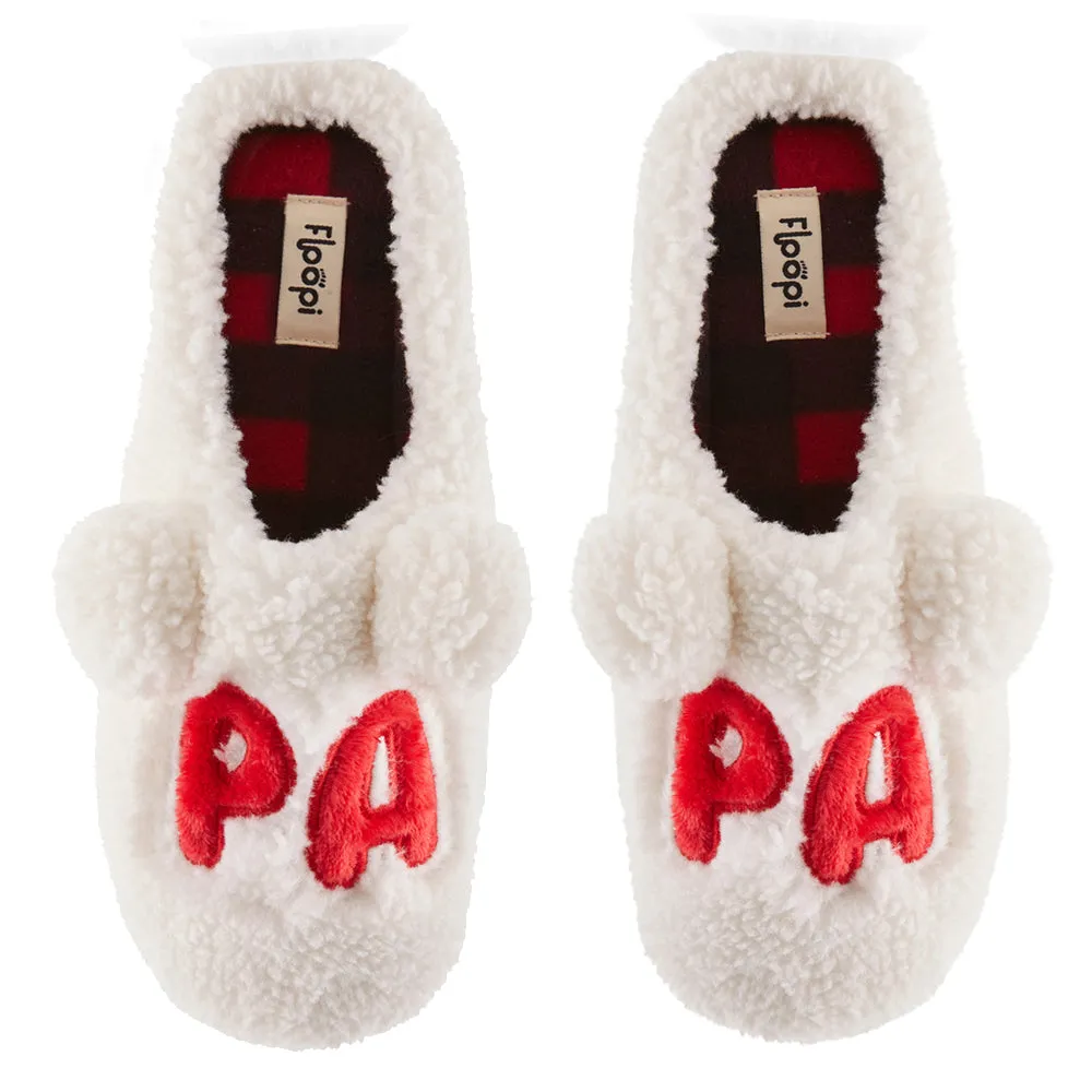 Mens "Papa" Fuzzy Faux Sherpa Clog Slipper w/ Buffalo plaid lining