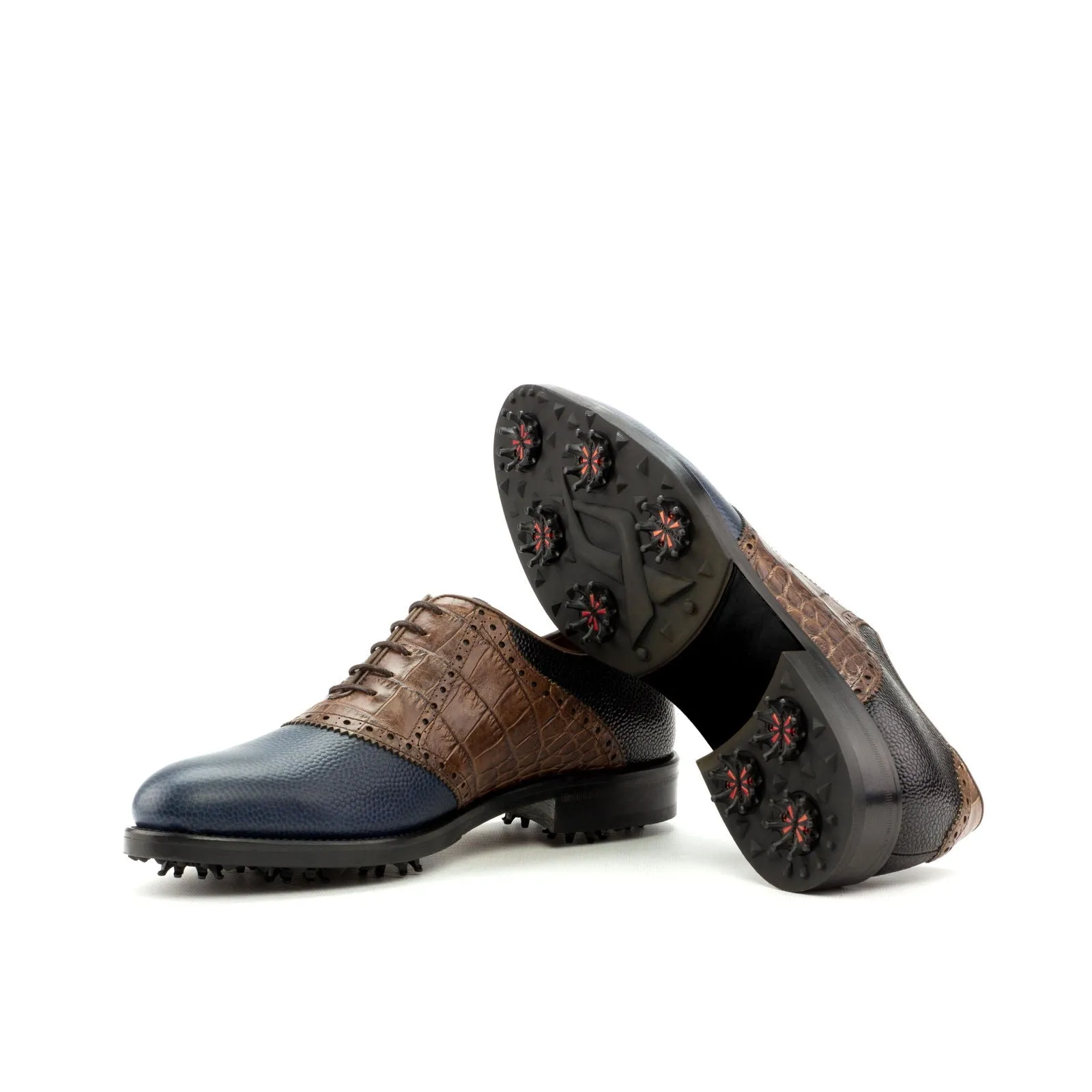 Men's Saddle Golf Leather Shoes Wide Plus Size Brown Black 3618