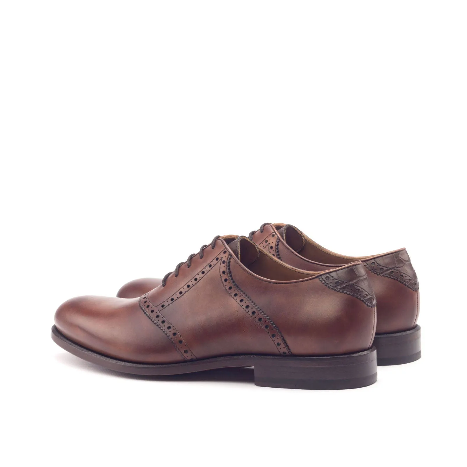 Men's Saddle Leather Shoes Wide Plus Size Brown 3033