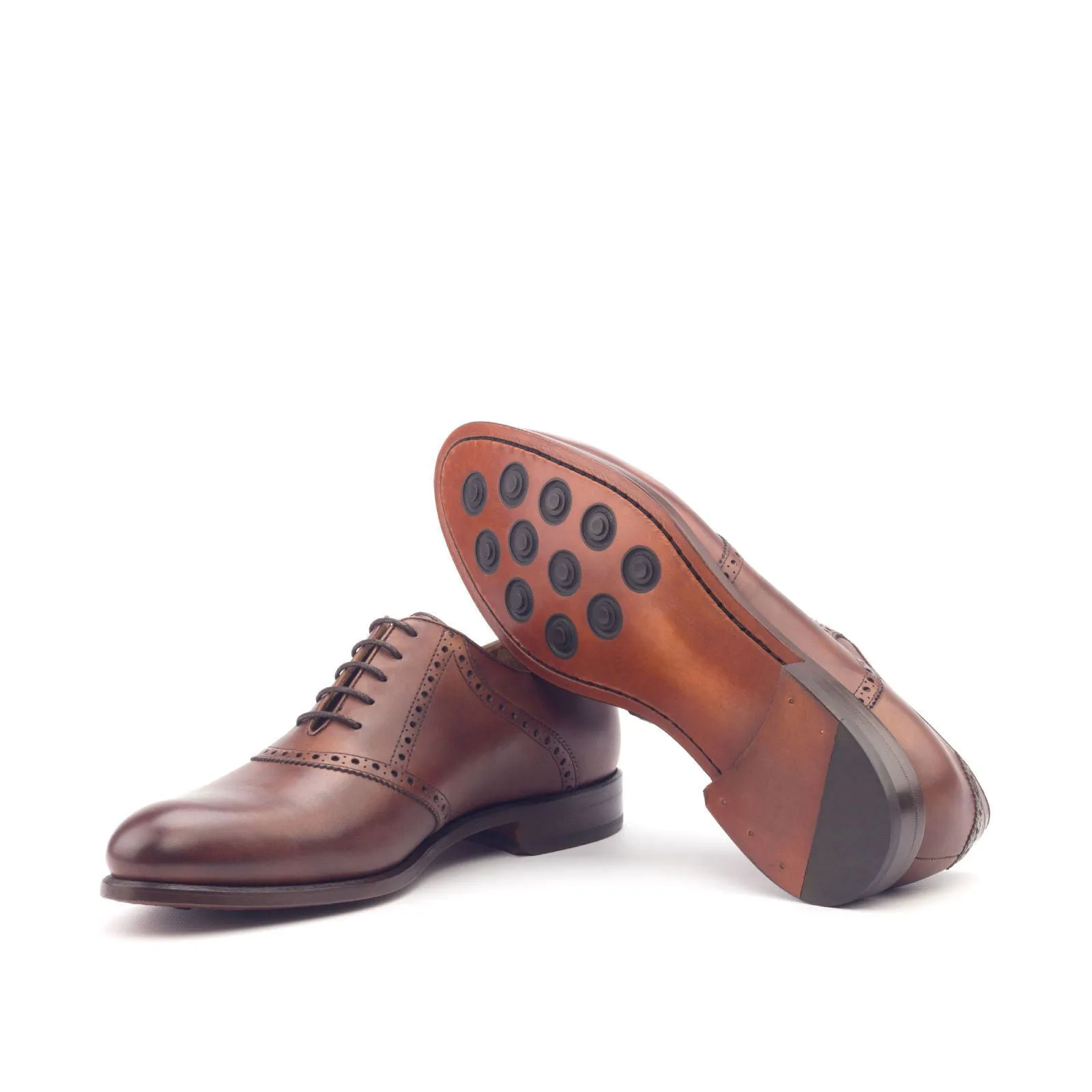 Men's Saddle Leather Shoes Wide Plus Size Brown 3033