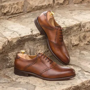 Men's Saddle Leather Shoes Wide Plus Size Brown 3033