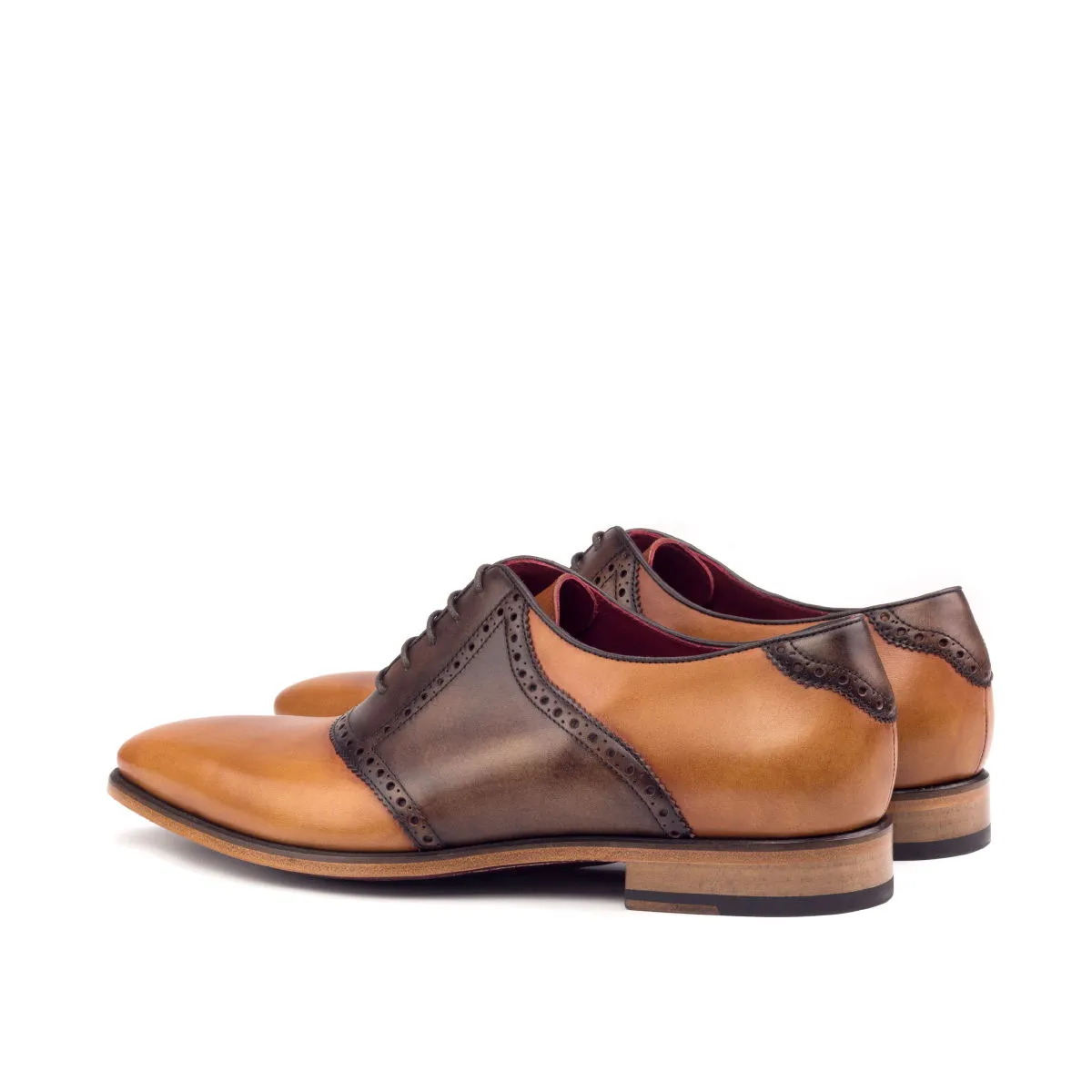 Men's Saddle Leather Shoes Wide Plus Size Brown Dark Brown 2618