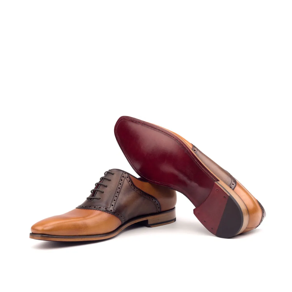 Men's Saddle Leather Shoes Wide Plus Size Brown Dark Brown 2618