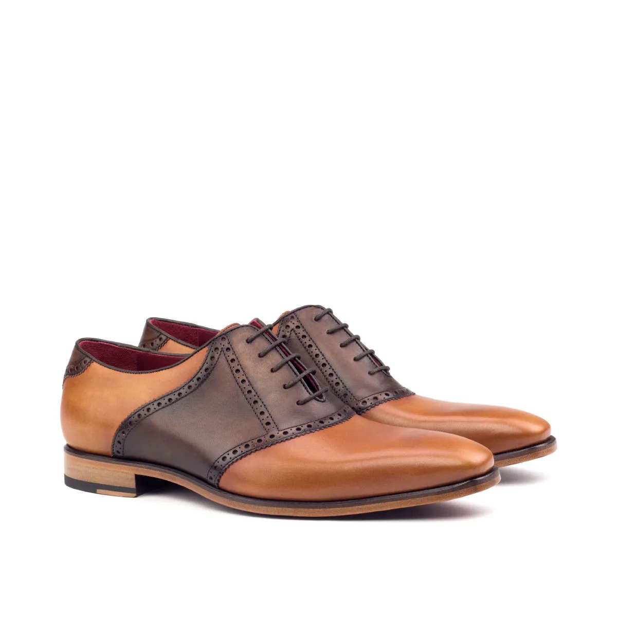 Men's Saddle Leather Shoes Wide Plus Size Brown Dark Brown 2618