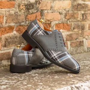 Men's Saddle Leather Shoes Wide Plus Size Grey Blue 5758