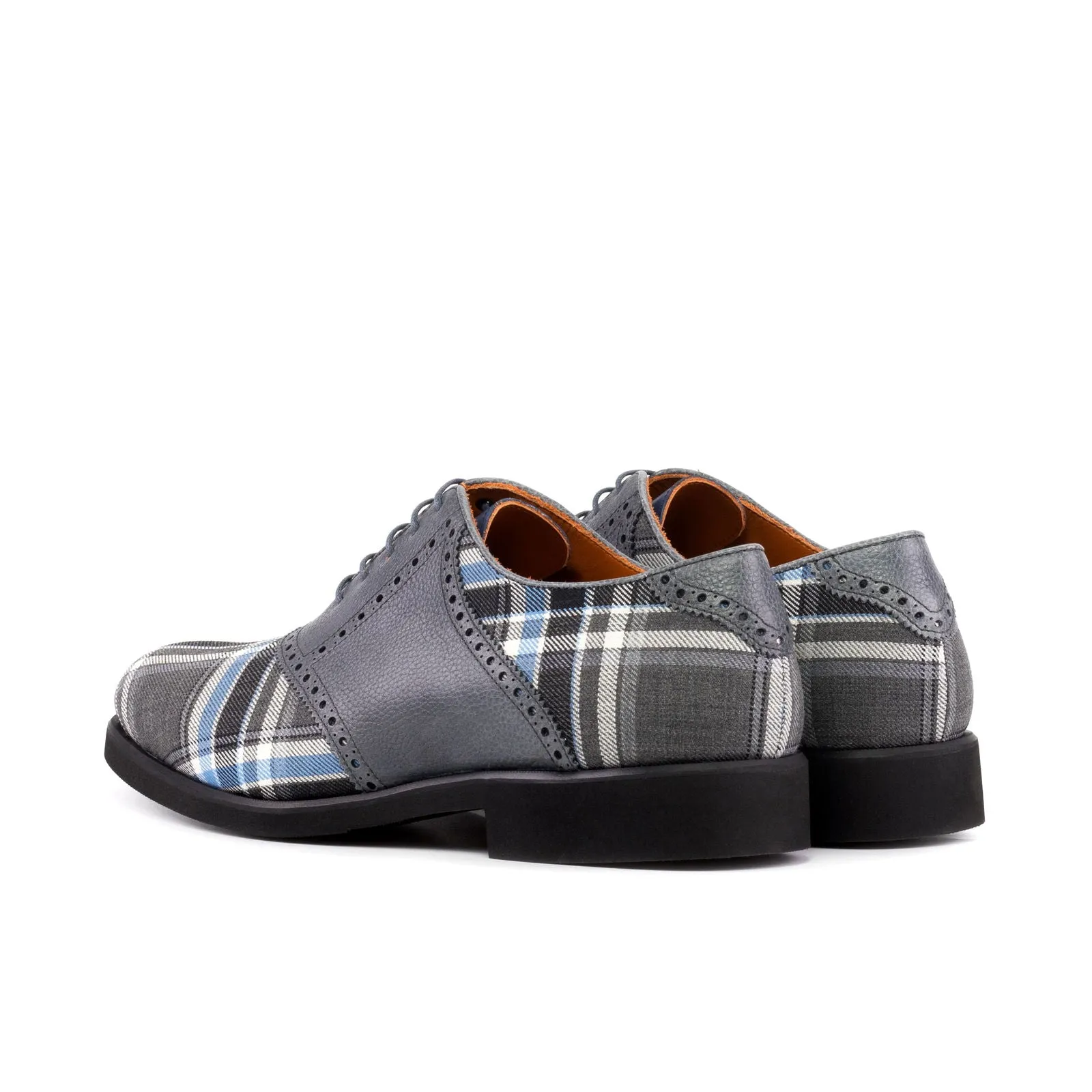 Men's Saddle Leather Shoes Wide Plus Size Grey Blue 5758